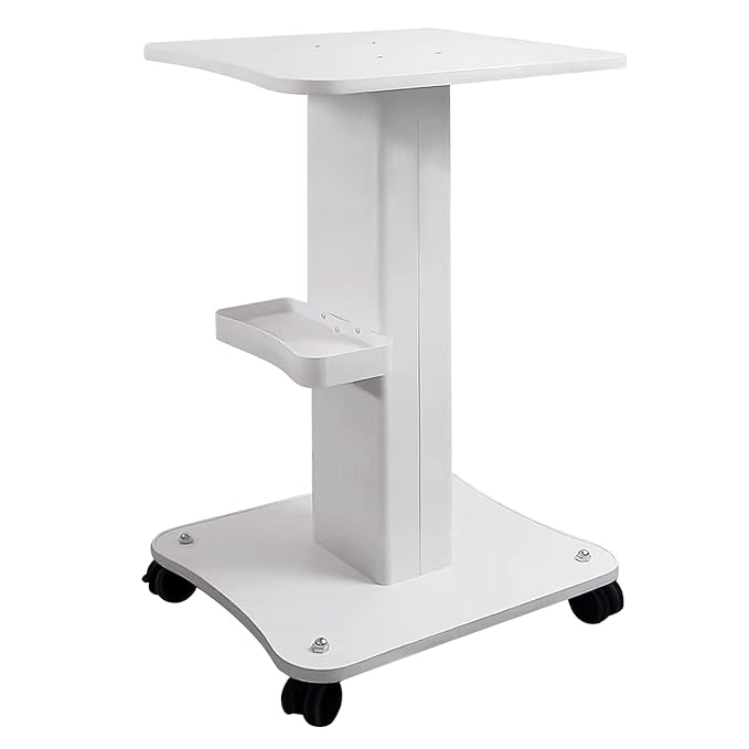 Kalolary Beauty Salon Trolley Cart, Aluminum Alloy Salon Spa Rolling Trolley Stand Mobile Cart with Wheel Beauty Instrument Storage Tray
