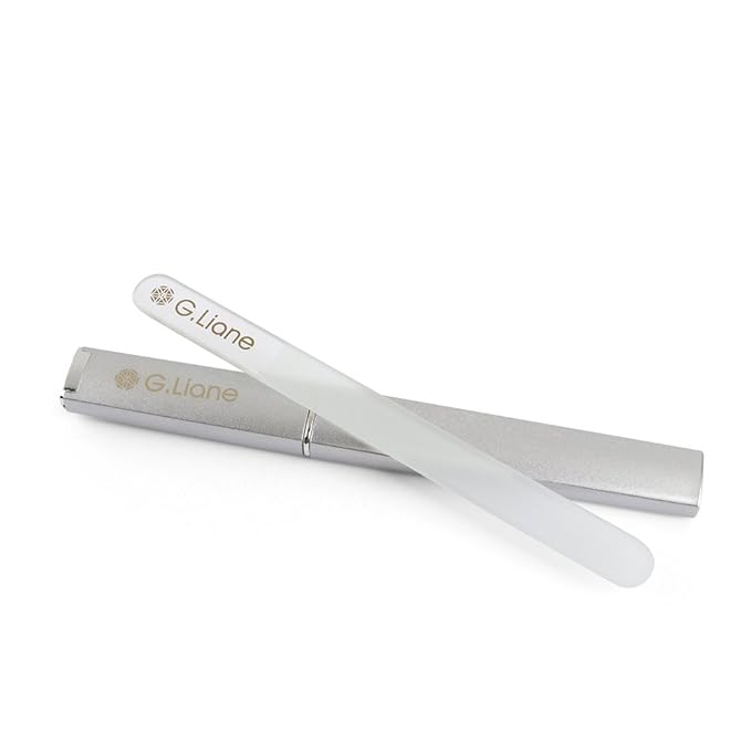 Crystal Glass Nail File Professional Double Sided Etched Crystal Nail File Set for Nail Art & Nail Care Alternative to Metal Nail Files Emery Boards & Buffer(Clear Round)