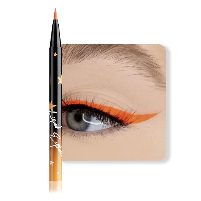 evpct Orange Matte Liquid Eyeliner Waterproof Smudge Proof, Orange Eye Liner Liquid Liner for Face Body Paint, Long-lasting Eyeliner Waterline Thin Quick-dry Eyeliners Pencil Eye Makeup Stay all Day
