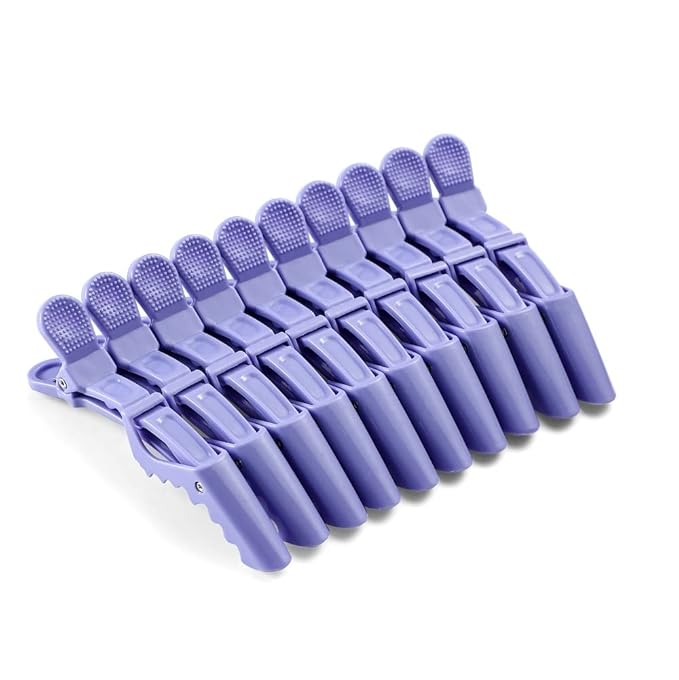 10pcs/set Multicolor Croc Clips Transparent Plastic Hairdresser Clip Hair Styling Sectioning Barrettes Professional Non Slip Alligator Clips Salon DIY Accessories Hairpins (10pcs-Lighe Purple)
