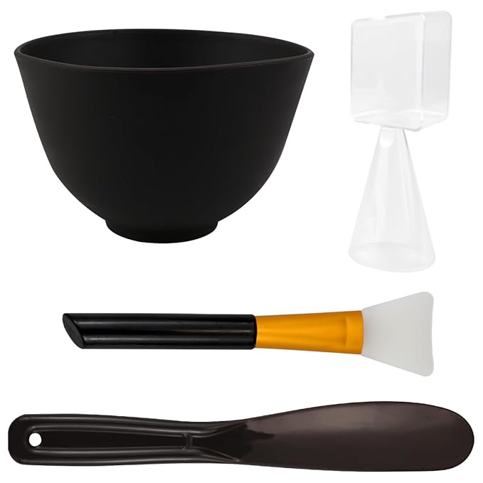 Silicone Face Mask Mixing Bowl Set, Microwavable Silicone Facial Mud Bowl with Bowl Stick Spatula, Face Mask Applicator, Measuring Cup, Cosmetic Beauty Tool for Home Salon