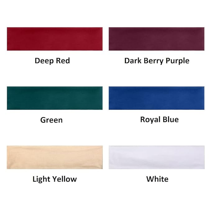 TERSE Women's Non Slip Elastic Sweat Headbands, Soft Fabric Hair Bands, 6 Count (Pack of 6), 2.25 inches Wide, Sports Headbands, Female, Adult