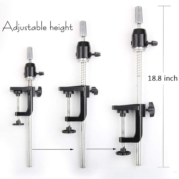 Scalable Wig Stand C Clamp Wig Head Stand Metal Mannequin Head Stand Holder Adjustable Height C-Clamp Table Stand Holder for Wig Doll Head