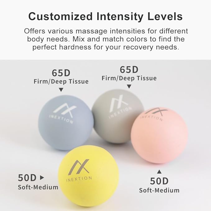 Therapy Massage Balls (2-Pack), High-Density Fascia Balls for Targeted Muscle Relaxation & Daily Recovery - 50D & 65D Hardness Options (Tranquil Blue + Dawn Yellow (65D+50D))