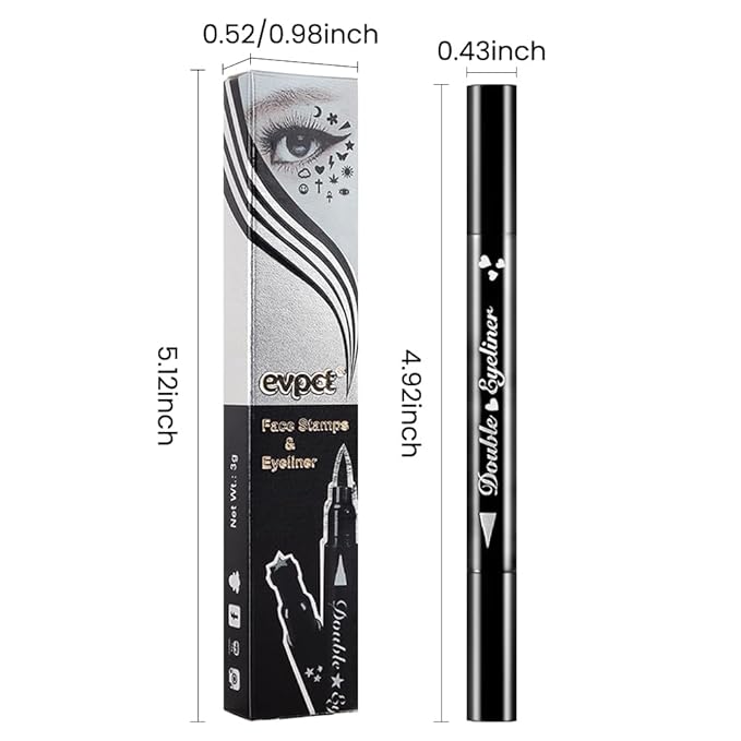 evpct 1Pcs Black Colored Winged Eyeliners Stamp, Black Hearts Face Stamps Makeup Eyeliner Eye Stamp Liners Tool Set Kit for Women Waterproof, Wing Eyeliner Stamp Figures Tool Wingliner Shapes, 04#