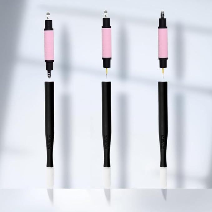 ACK OF 10 Mellie Microblading Disposable Pen 2 IN 1 - Sterilized Blade & Shade - Comfortable Silicone Grip With Pigment Sponge Microblade Best Eyebrow Supplies Kit (U18 NANO/U18)