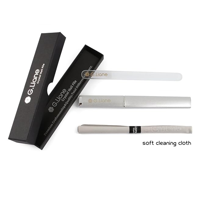 Crystal Glass Nail File Professional Double Sided Etched Crystal Nail File Set for Nail Art & Nail Care Alternative to Metal Nail Files Emery Boards & Buffer(Clear Round)