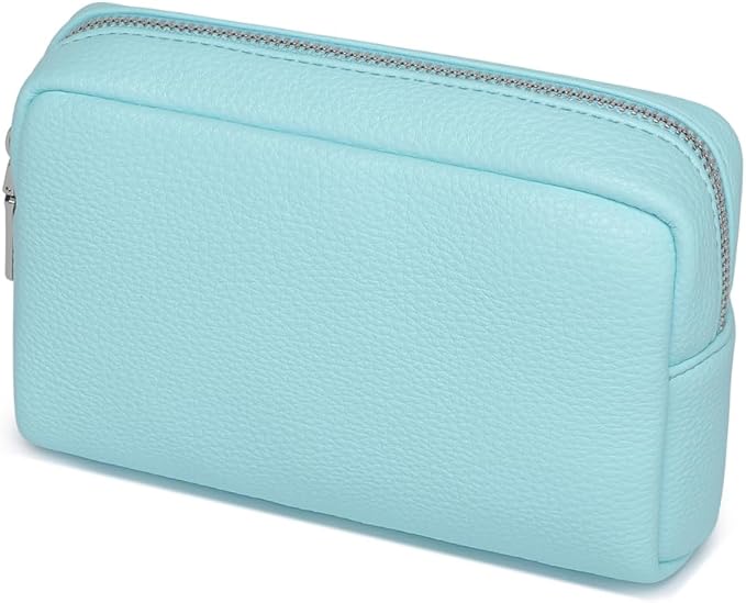 Makeup Bag Large Capacity Women's Classic Black Wash Bag Adjustable Partition Wash Brush and Cosmetic Carrying Bag (Clear Water Blue)
