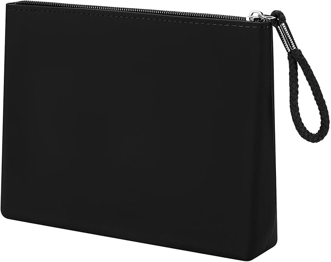 Silicone Makeup Bag for Purse Zipper Cosmetic Pouch Makeup Brush Holder Large Makeup Organizer Silicone Travel Pouch for Women (Black)