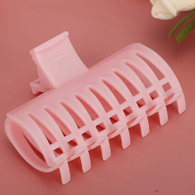 Haosie 15PCS Hot Roller Clips, Curler Claw Clips for Girls Women, Hair Section Fixing Clamps, Holding Hairdressing Tool for Long and Medium Hair (Pink)
