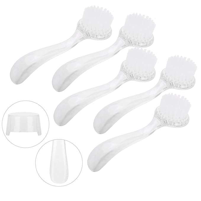 Soft Nail Brush, 5 PCS Nail Dust Brush, Nail Brush for Cleaning Fingernails, Fine Handle Grip Fingernail Brush Manicure Brush with Cover, Nails Tool for Toe and Fingernail