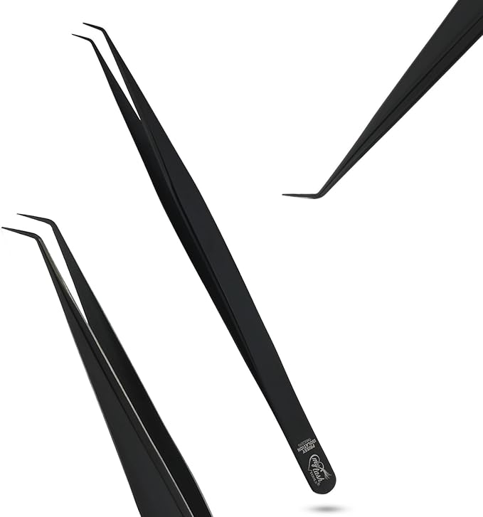 My Lash Tools Eyelash Extension Tweezers for Isolation Lash Extensions Best for Individual Isolation & Classic Lashes 14cm Eyelash Twisers (Black)