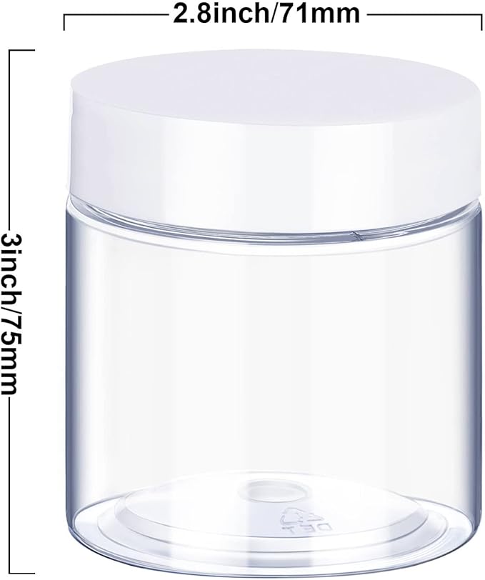 6 Pack 8 oz Plastic Pot Jars Round Clear Leak Proof Plastic Cosmetic Container Jars with White Lids for Travel Storage Make Up, Eye Shadow, Nails, Powder, Paint, Jewelry(8 oz)
