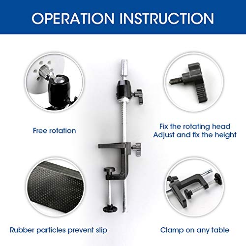 Scalable Wig Stand C Clamp Wig Head Stand Metal Mannequin Head Stand Holder Adjustable Height C-Clamp Table Stand Holder for Wig Doll Head