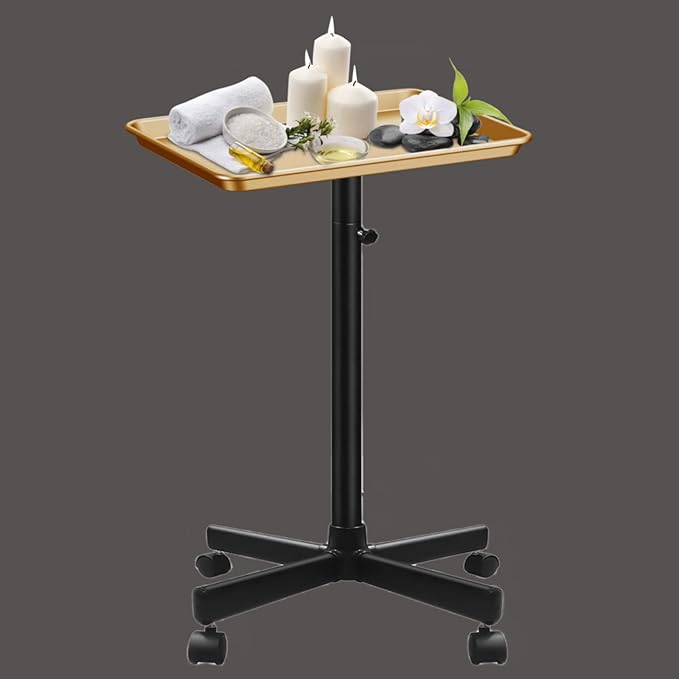 Premium Aluminum Salon Tray, Sturdy Corrosion-Resistant Adjustable Tray is Used for Tattoo Tray, Salon Tool/Color Tray, Beauty Spa Tray, Dentist Tray, Etc.(Black+Gold)