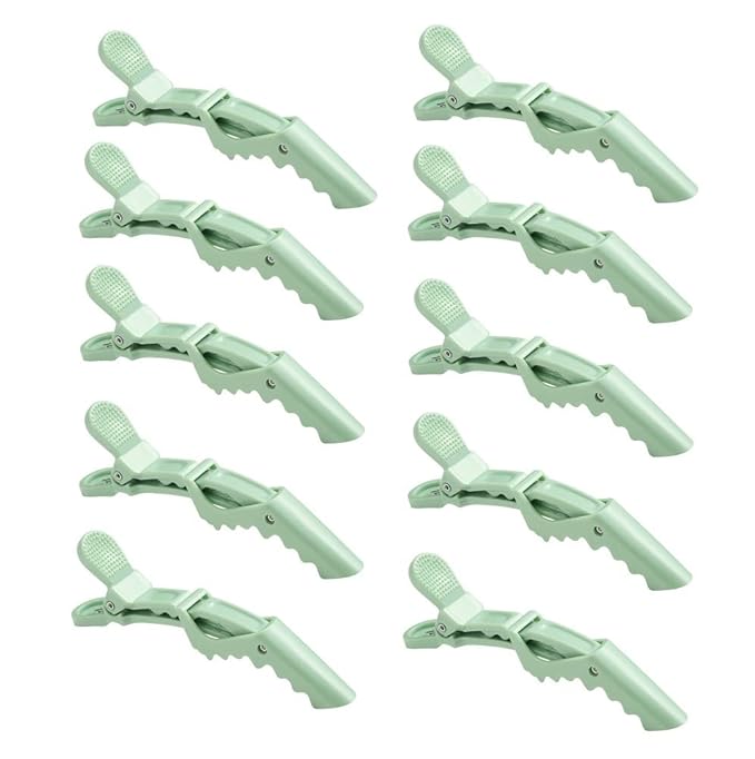 10pcs/set Croc Clips Transparent Plastic Hairdresser Clip Hair Styling Sectioning Barrettes Professional Non Slip Alligator Clip Salon DIY Accessories(10pcs-Avocado Green)