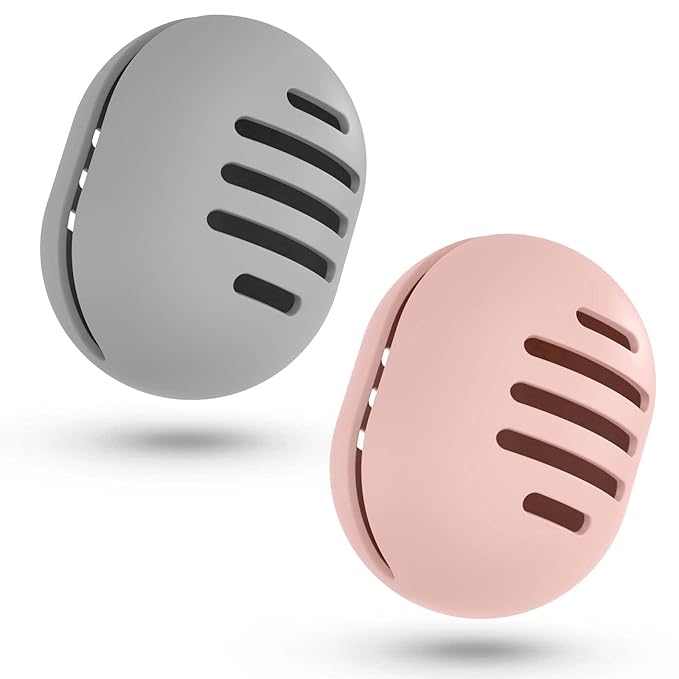 2 Pcs Makeup Sponge Holder,Double-Sided Breathable Silicone Beauty Blender Holder for Travel or Daily,Shatterproof Make-up Travel Case Quick Drying Easy to Carry,Grey+Pink