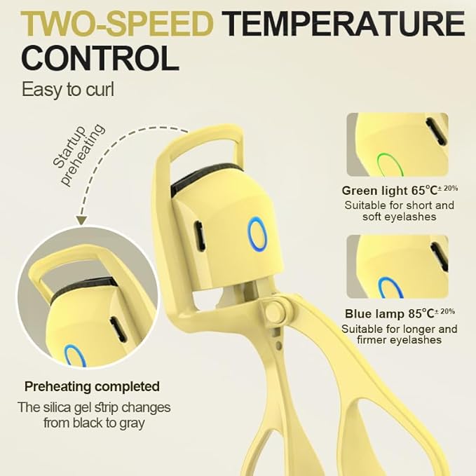 Heated Eyelash Curler, Fast 5s Heat up, 24 Hours Long Lasting, Rechargeable Electric Lash Curler, Temperature Control, Safe Anti-Burn Eye Lash Curler, Quick Natural Curling Lashes