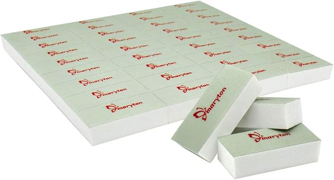 Maryton Mini Nail Buffer Blocks, Disposable Nail Shine Buffers Kit - Green Side for Buffing, White Side for Shinning, 36 Count