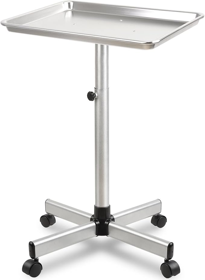 Salon Tray, Salon Color Tray with Adjustable Height, Salon Tray on Wheels, Salon Rolling Tray, Ideal Use As Tattoo Tray＆Dental Tray