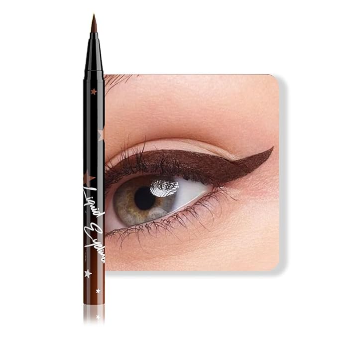 evpct Brown Matte Liquid Eyeliner Waterproof Smudge Proof, Brown Eye Liner Liquid Liner for Face Body Paint, Long-lasting Eyeliner Waterline Thin Quick-dry Eyeliners Pencil Eye Makeup Stay all Day