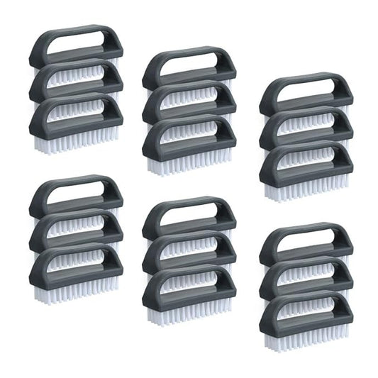 Superio Stiff Nail Brush for Cleaning Fingernails Small Scrub Brush with Handle, Cleaning Brushes for Hands, Toes, and Nails (Black, 18 Pack)