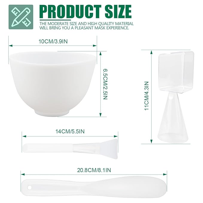 Silicone Face Mask Mixing Bowl Set, Microwavable Silicone Facial Mud Bowl with Bowl Stick Spatula, Face Mask Applicator, Measuring Cup, Cosmetic Beauty Tool for Home Salon