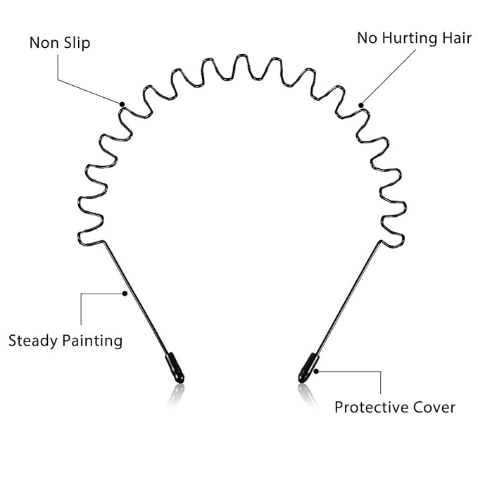 Wavy Metal Headband for Men Women Textured Grip Hair Band fr Defined Daily Hairstyles Lightweight Comfortable fr Yoga Washing Face Sports Work Casual Use Unisex Fashion Accessory & Gifts