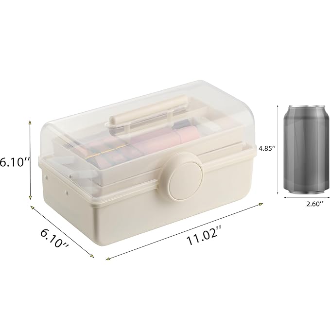 RAMFIYN Makeup Storage, Pink Tackle box for Women with Handle. Cosmetic Storage Box Organizer, Portable 3 Layers Makeup Case for Home