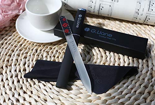 Premium Glass Nail File With Case Professional Crystal Fingernail Files Perfect Manicure Set For Women Men Kids Nail Care Gift Set(Black)