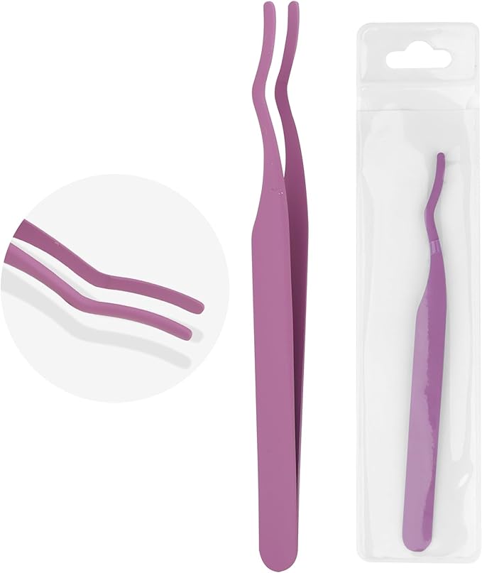 WENDY Eyelash Extensions Lash Tweezers Precision Fiber Stainless Steel Lash Applicator Tool Precision Fiber Mega Lash Tweezers Eyelid Tape & Extensions Use at Home（Purple-1）