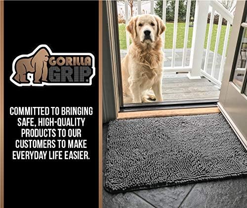 GORILLA GRIP SoakSTOPPER Dog Door Mat, 36x24 Machine Washable Rug Absorbent Doormat Captures Moisture Mud Dirt, Quick Dry Soft Chenille Entryway Rugs Indoor Entrance Mats for Dog Paws, Charcoal