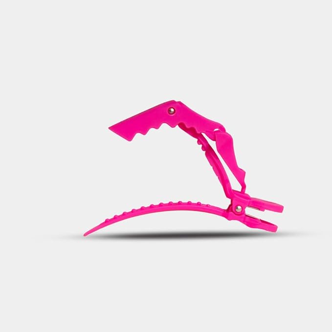 Framar Gator Grips Pink Styling Hair Clips - Professional Pink Hair Clips with Hair Styling and Sectioning, Rubberized - Wide Teeth & Durable for Hair Salon – 4 Pack