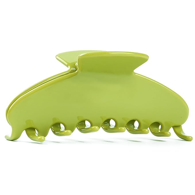 MAORULU Cute Claw Clip for Women – 4'' Large Acetate Hair Clips for Thick Thin Curly Long Hair, Durable Hair Clamps Non-slip Y2K Jaw Clip, Strong Hold, Stylish French Design (Avocado)