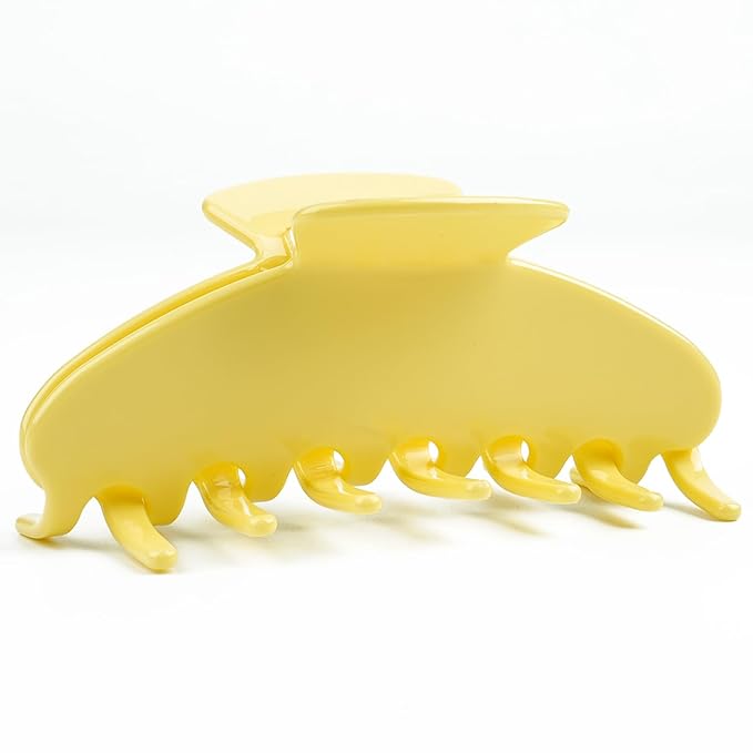 MAORULU Cute Claw Clip for Women – 4'' Large Acetate Hair Clips for Thick Thin Curly Long Hair, Durable Hair Clamps Non-slip Y2K Jaw Clip, Strong Hold, Stylish French Design (Lemon Yellow)