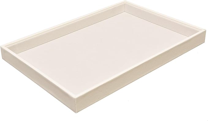 JETEHO Beige Velvet Jewelry Tray for Drawers Jewelrys Display Tray Stackable Jewelry Organizer Trays for Necklace Bracelet Ring Watch (1 Pack)