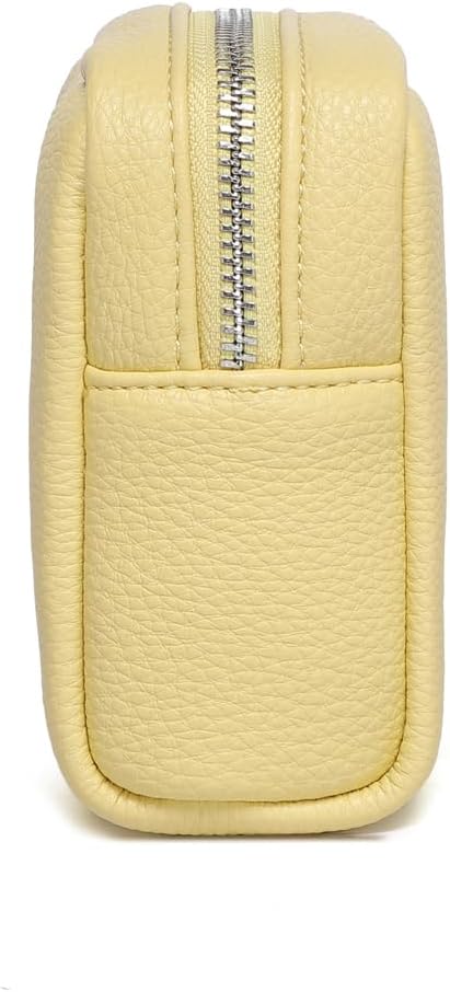 Makeup Bag Large Capacity Women's Classic Black Wash Bag Adjustable Partition Wash Brush and Cosmetic Carrying Bag (Pearl Yellow)