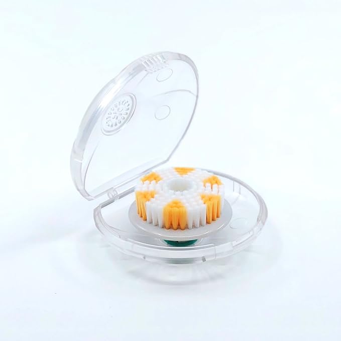 TAO Clean Replacement Exfoliator Brush Head, Replacement Head (1 Head) – Exfoliating Brush Replacement Head for the TAO Clean Electric Face Cleansing Brush and Cleaning Station, White/Orange