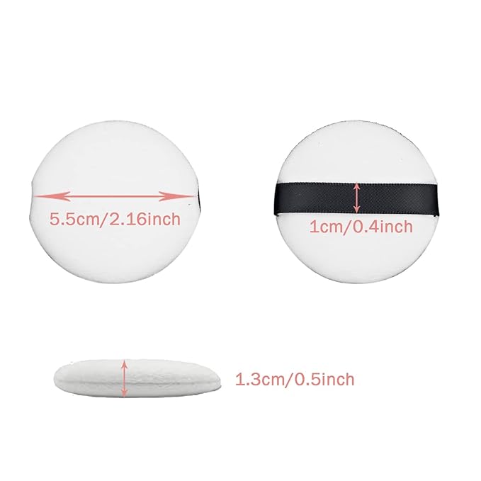 10PCS Powder Puff 2.16 inch Powder Makeup Puffs Pads Makeup with Ribbon Face Powder Puffs for Loose and Foundation Replacement (10PCS Normal Size 2.16 Inch)