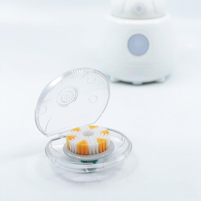 TAO Clean Replacement Exfoliator Brush Head, Replacement Head (1 Head) – Exfoliating Brush Replacement Head for the TAO Clean Electric Face Cleansing Brush and Cleaning Station, White/Orange