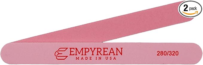 Empyrean Premium Nail Files | Made in USA | Fine 280/320 Extra Fine | Disinfectable Washable Reusable | Pink Cushion File