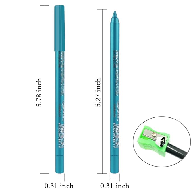 evpct Blue Glitter Eyeliner Pencil for Eyes, Navy Sky Blue Metallic Shimmer Eye Liner Pencil Makeup Waterproof Smudge Proof, Colored Gel Waterline Eyeliner, Face Eye Paint Stick Halloween Makeup 09