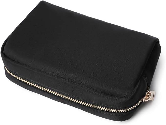 Waterproof Makeup Bag Large Capacity Women's Classic Black Wash Bag Adjustable Partition Wash Bag Brush and Cosmetic Carrying Bag…