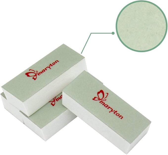 Maryton Mini Nail Buffer Blocks, Disposable Nail Shine Buffers Kit - Green Side for Buffing, White Side for Shinning, 36 Count