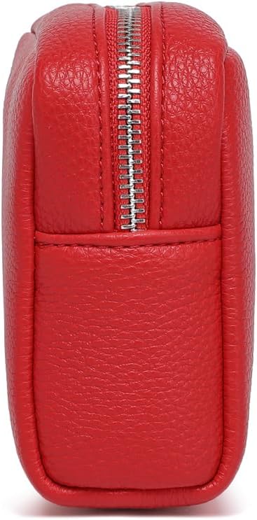 Makeup Bag Large Capacity Women's Classic Black Wash Bag Adjustable Partition Wash Brush and Cosmetic Carrying Bag (Pomegranate Red)
