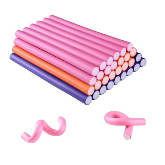 Royota 30PCS 9.45" Flexible Foam Curling Rods, Twist Heatless Hair Rollers for Women, Girls, Long and Short Hair, Sleep-In (0.71 x 9.45 Inch, Random Color)