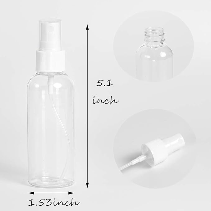 3 Pack Small Spray Bottle, 2.7oz/80ml Travel Spray Bottle, Empty Fine Mist Spray Bottles, Refillable Mini Spray Bottles with Labels