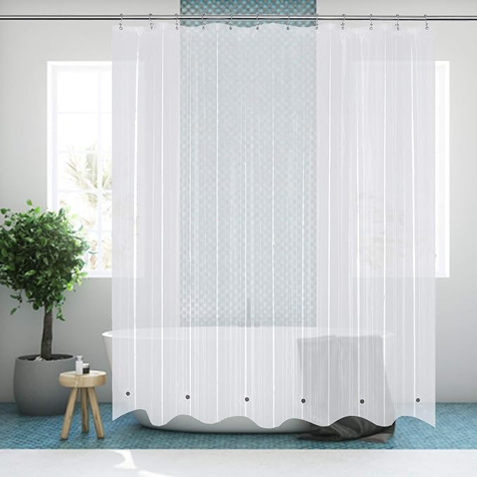 Mrs Awesome 72x68 Shorter Shower Curtain Liner with 6 Magnets Clear PEVA Waterproof Plastic Shower Curtain 72 x 68 inches, Clear
