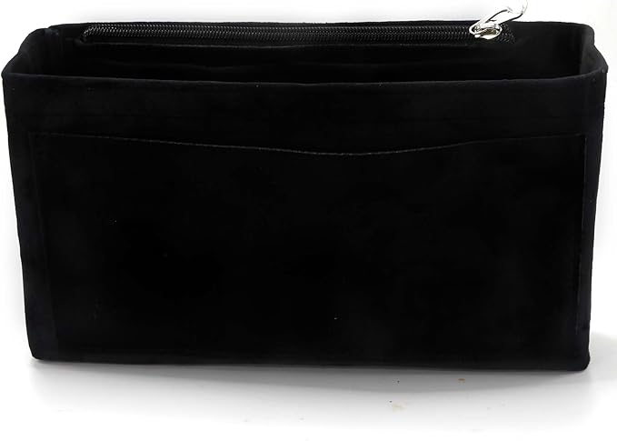Purse Organizer Insert, Suede Bag Organizer Handbag Tote Shaper, Suede Material, Soft and Non Damaging Bag (Black, Medium)