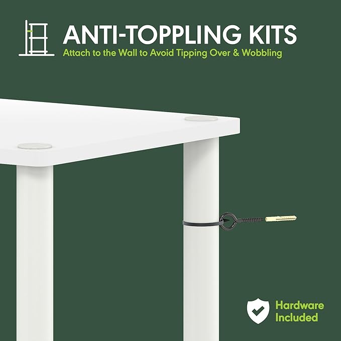 Furinno TURN-N-TUBE Corner Shelf, 5-Tier Corner Bookshelf, Open Storage Shelves, for Organization and Storage, Living Room, Home Office, Garage, Bedroom, Walnut
